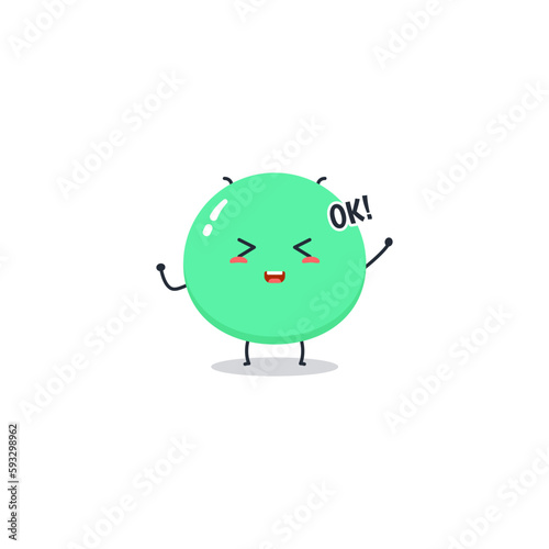 Cute cartoon alien character emoji and expression with pose
