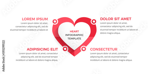 Infographic template with heart divided on four elements, vector eps10 illustration