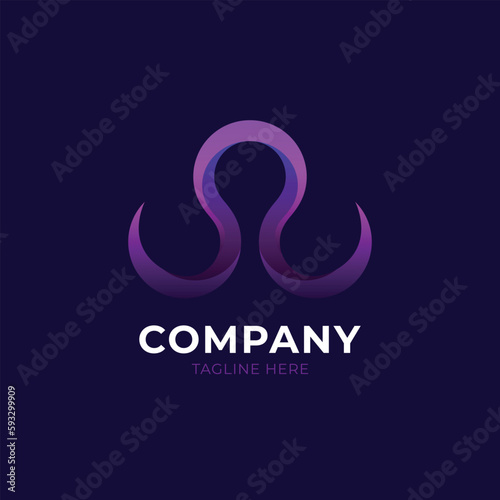 Modern and Colorful Combination Logo Letter O for Octopus