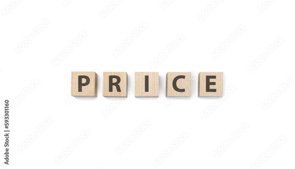 price word on wooden cubes on a white background price word on wooden cubes on a white background
