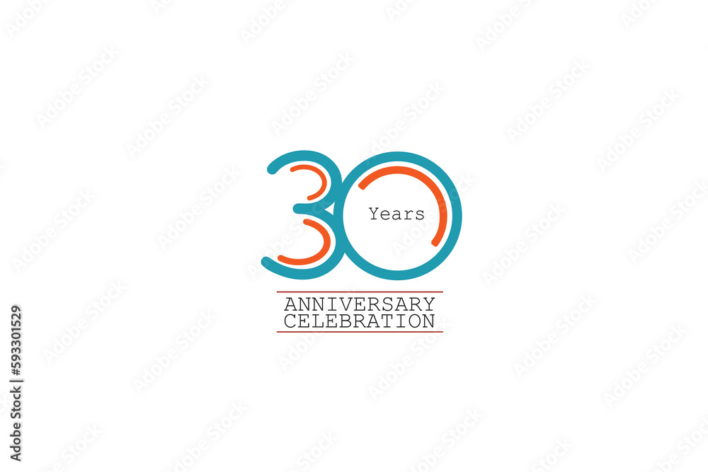 30th, 30 years, 30 year anniversary 2 colors blue and orange on white background abstract style logotype, vector design for celebration vector 30th, 30 years, 30 year anniversary 2 colors blue and orange on white background abstract style logotype, vector design for celebration vector