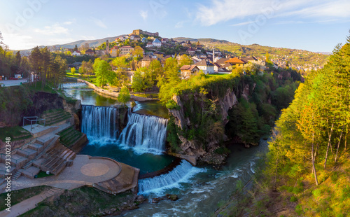 Historical Jajce town in Bosnia and Herzegovina, famous for the spectacular Pliva waterfall photo