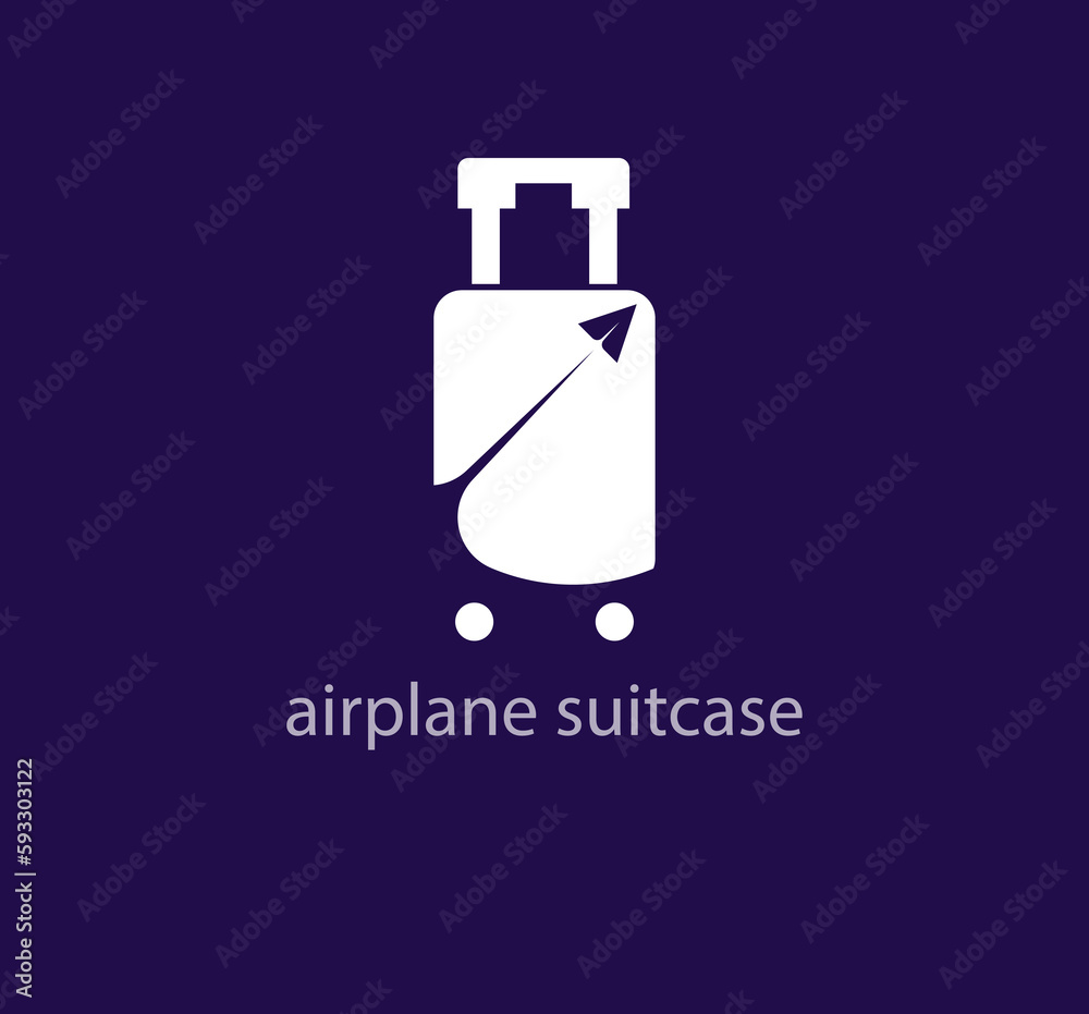 Airplane suitcase logo. Creative corporate airplane airport logo template. vector
