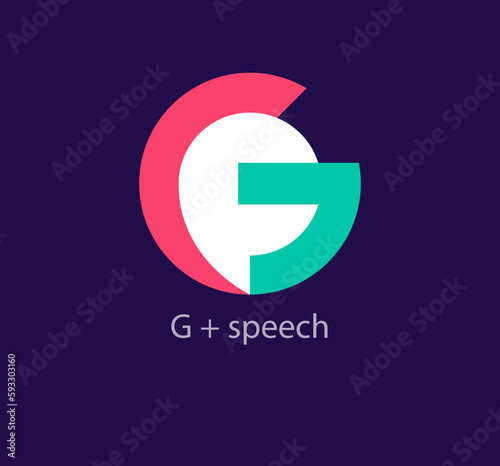 Speech bubble logo design inside letter G. Chat dialogue center letter G logo template. vector