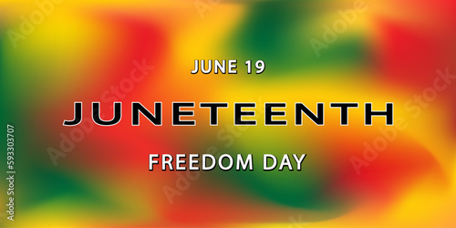 Juneteenth, gradient blur background. Text. Horizontal greeting background. Vector illustration.