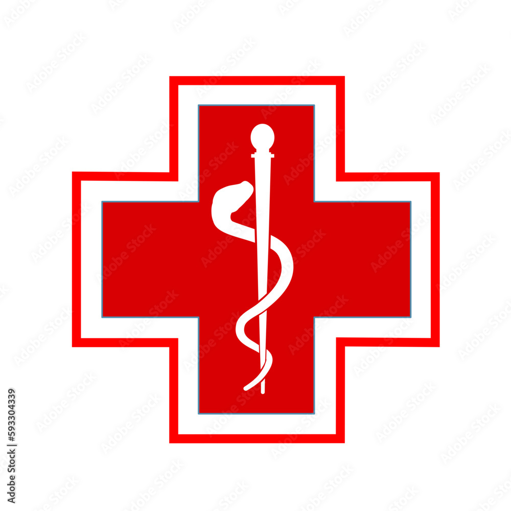 caduceus medical symbol on white background, aesculapian snake, Emt paramedic logo vector image