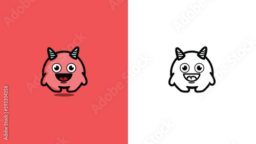 red cute monster vector icon for you brands