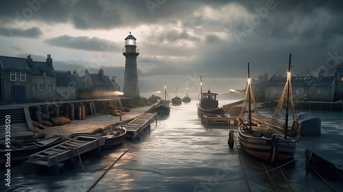 Ancient Briton harbor with ...