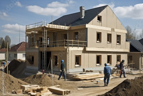 House under construction, b...