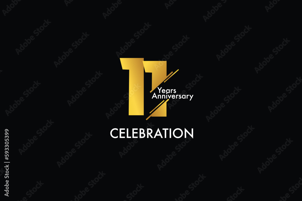 11th, 11 years, 11 year anniversary gold color on black background ...
