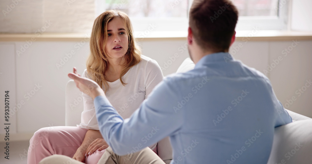 Fototapeta premium Sad Man Arguing With Woman