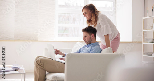 Family Couple Using Laptop