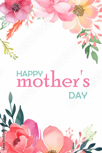 Vector gift card for mother's day. Illustration with flowers in soft pastel colors with text