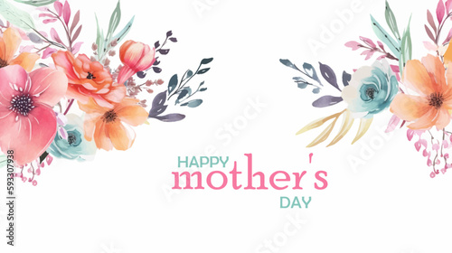 Vector gift card for mother's day. Illustration with flowers in soft pastel colors with text