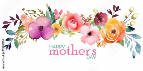 Vector gift card for mother's day. Illustration with flowers in soft pastel colors with text