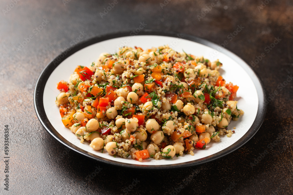 Chickpea Salad with Quinoa, sweet red pepper, herbs and lemon. Healthy food Chickpea Salad with Quinoa, sweet red pepper, herbs and lemon. Healthy food
