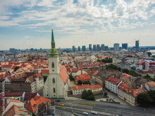 Wallpaper Mural Aerial vIew by drone. Summer. Bratislava, Presburg. Slovakia. Curch St. Marthin. Torontodigital.ca