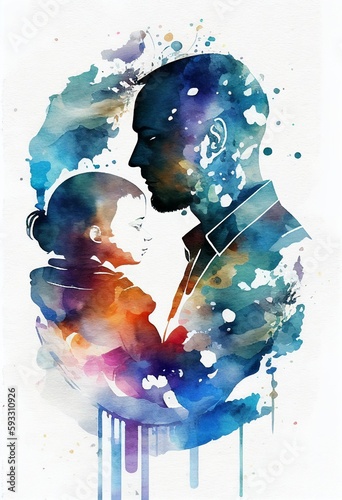 watercolor abstract painting father day abstract illustration ,Generative AI