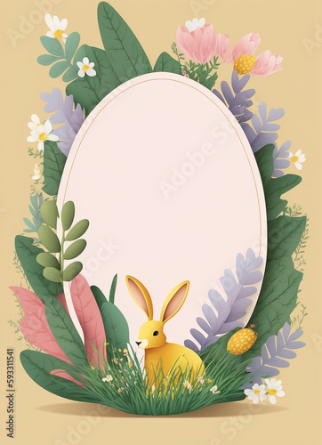 2d flat colorful Easter invitation card white background,Generative AI