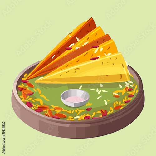 Masala Dosa, Indian traditional food with coconut chutney