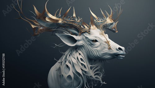 Abstract animal Elk,Deer, gazelle-like creature illustration background in pastel colors generative ai.