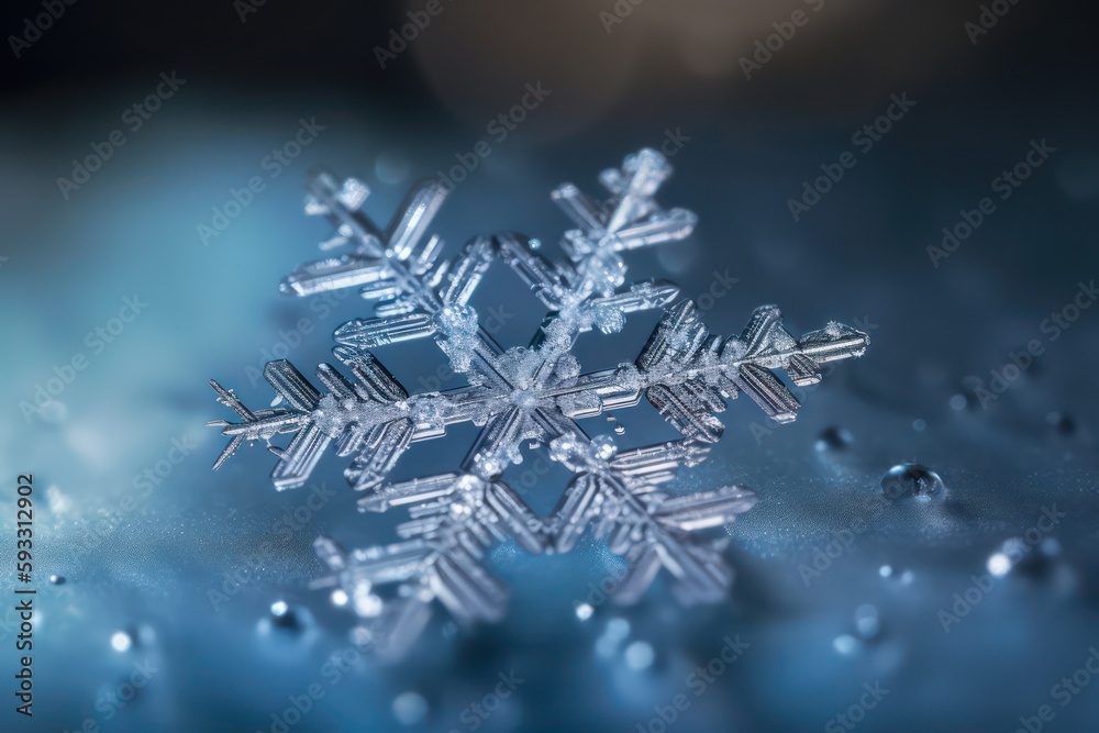 snow flake on icy background, generative ai snow flake on icy background, generative ai