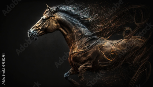 Naklejka Horse animal abstract wallpaper. Contrast background stallion in vivid colors generative ai