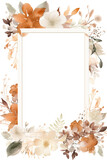 Frame with flowers and leaves in boho style with space for text, copyspace in the middle, AI generative design element