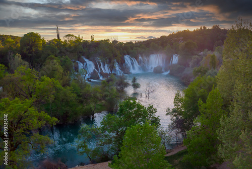 Aerial view of Kravica Waterfalls (Vodopad Kravica), Bosnia and Herzegovina