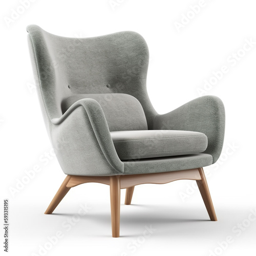 A comfortable and stylish armchair, perfect for reading or watching television. Has a soft cushion and comes in a soft color combination. Scandinavian design & minimalist. Isolated in white background