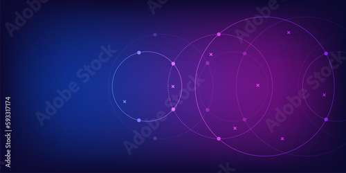 Abstract geometric background with plexus circles. Vector illustration of minimalistic design