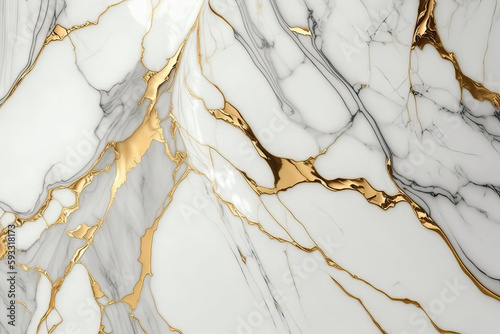 Luxury marble texture background white gold. Natural stone material pattern. Generative AI