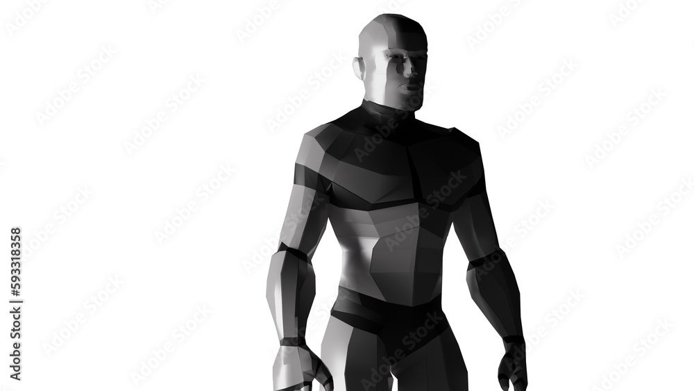 3d low polygon man robot