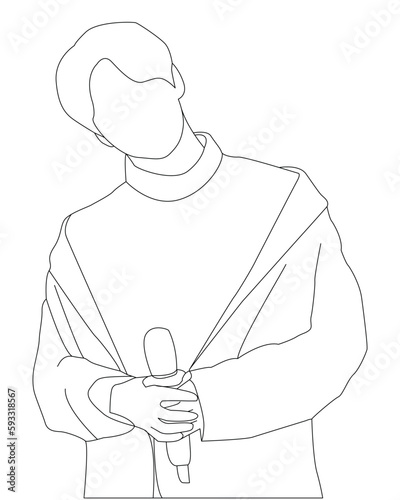 kpop idol star south korea line art sketch vector illustration eps.10