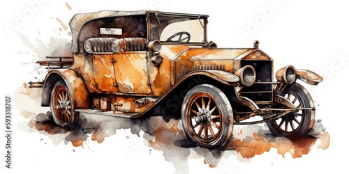 Formula racing car, watercolor painting style, generative ai