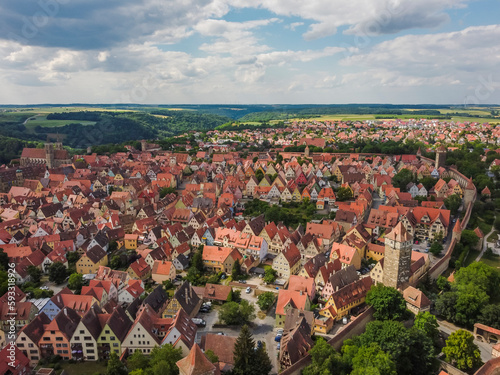 Rothenburg Tauber Aerial view, Bavaria, Bayern. Germany by drone. photo