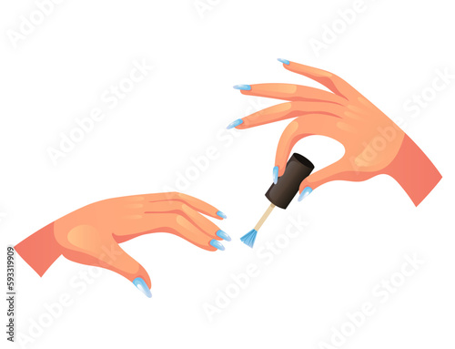 Hand nail manicure woman varnish polish concept. Vector cartoon graphic design element illustration