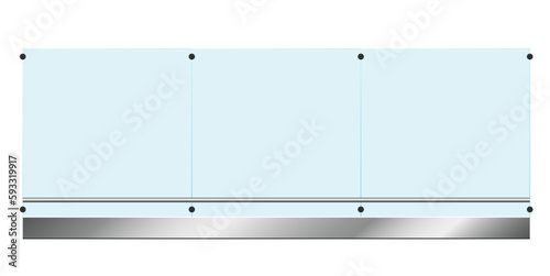 Balcony glass fence fail terrace sidewalk isolated on white background set. Vector graphic design element illustration