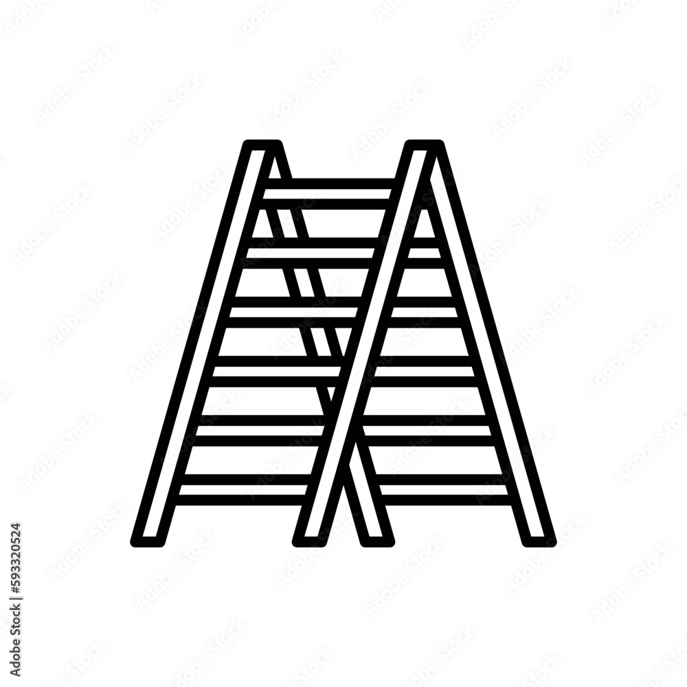 Wooden step ladder for renovation and construction work, vector illustration isolated on white background.
