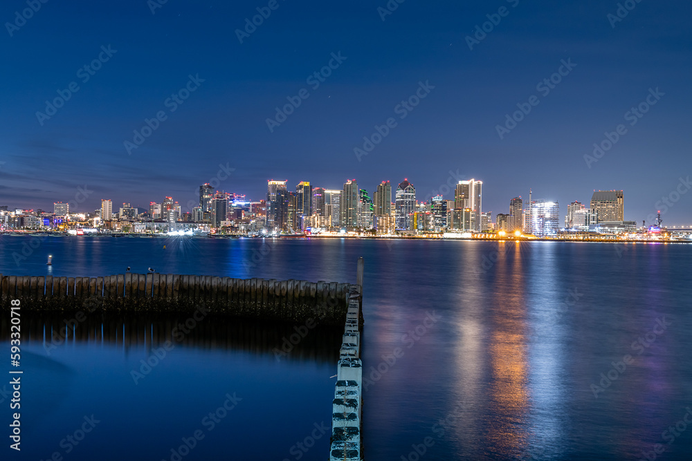 The San Diego skyline at night