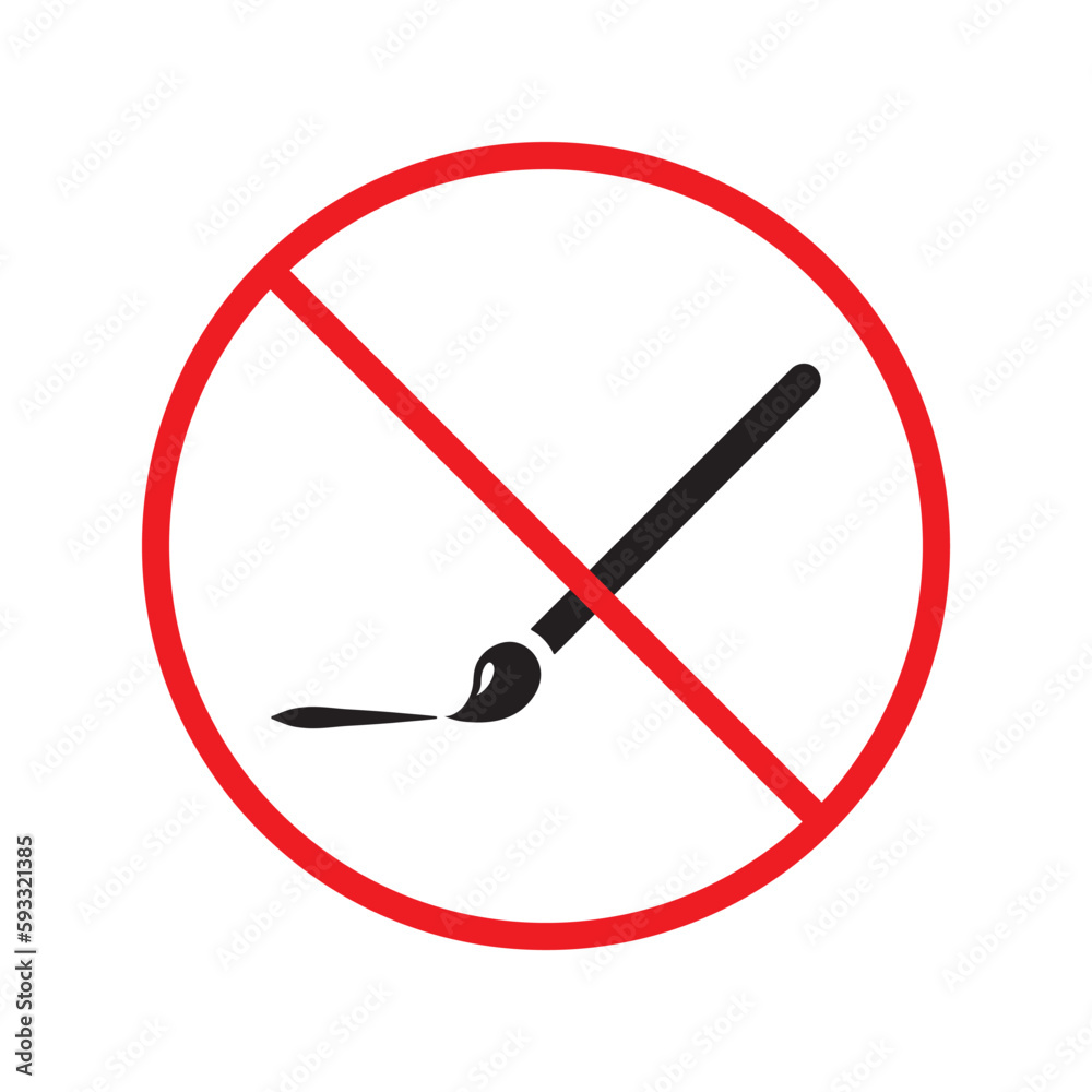 No brush vector icon. Tassel flat sign design. EPS 10 paint brush symbol pictogram. Forbidden Prohibited Warning, caution, attention, restriction label danger ban No brush vector icon. Tassel flat sign design. EPS 10 paint brush symbol pictogram. Forbidden Prohibited Warning, caution, attention, restriction label danger ban