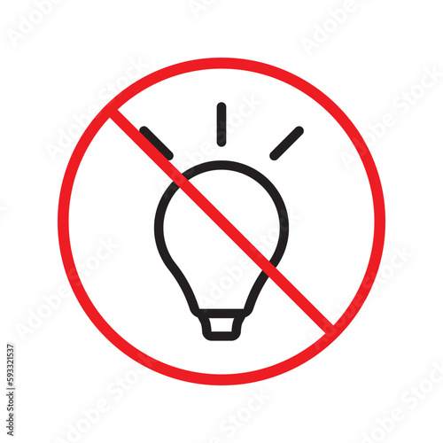 Wallpaper Mural No bulb vector icon. Forbidden lamp icon. No idea flat sign design. Prohibited light symbol. Warning, caution, attention, restriction pictogram. Do not turn on light icon label danger ban stop.  Torontodigital.ca