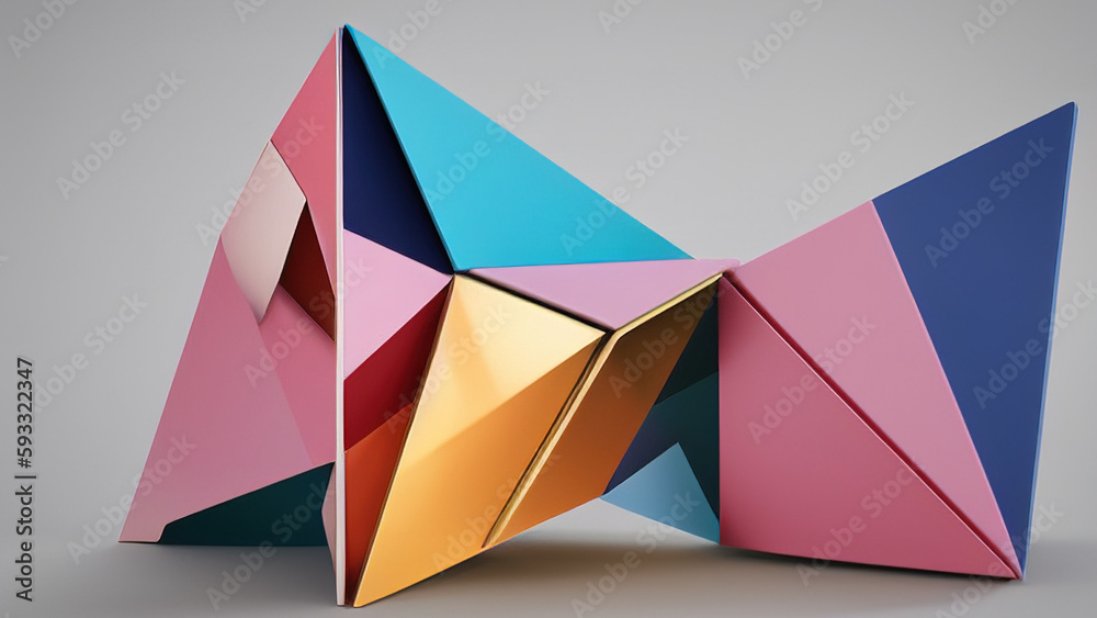 Origami Model Futristic Desktop Wallpaper, AI