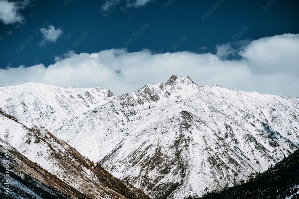 Spectacular scenery in the high mountains of western Sichuan, China, with different seasons