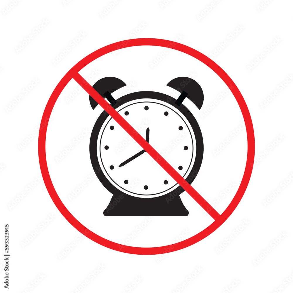 Vetor de Prohibited clock vector icon. No clock flat sign design