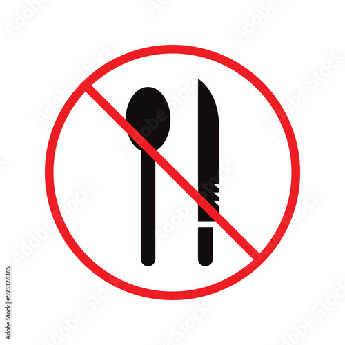 No food icon. Forbidden eat icon. No dinner vector sign. Prohibited eating vector icon. Warning, caution, attention, restriction flat sign design. Do not eat icon. No breakfast symbol pictogram