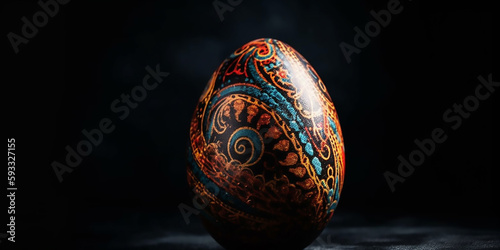 Eggceptional Design: Handmade Striped Easter Egg - Generative Ai photo