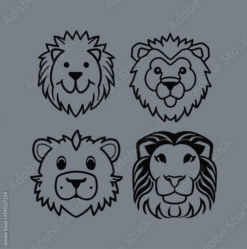 Lion Head Line Art Vector. Animal mascot