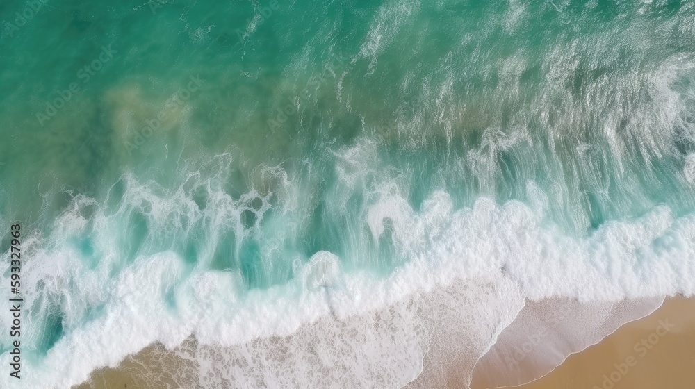 Obraz premium Beach and waves from top view Generative AI