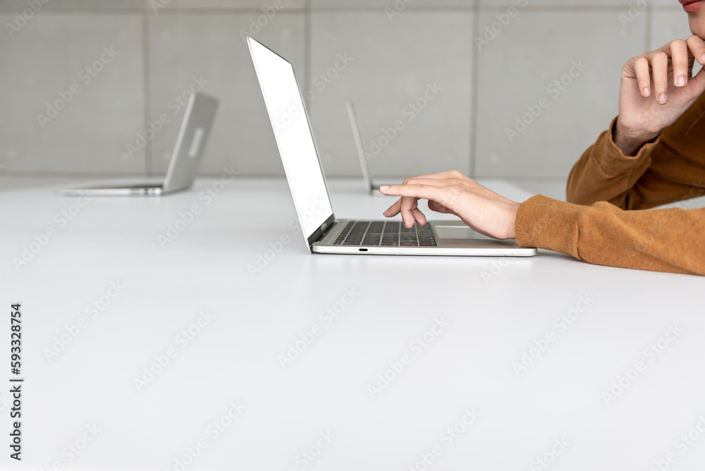 the Hand of business people Which is placed on the keyboard of the computer is printing data The details of the plan for success at workplace. to working and business concept. the Hand of business people Which is placed on the keyboard of the computer is printing data The details of the plan for success at workplace. to working and business concept.